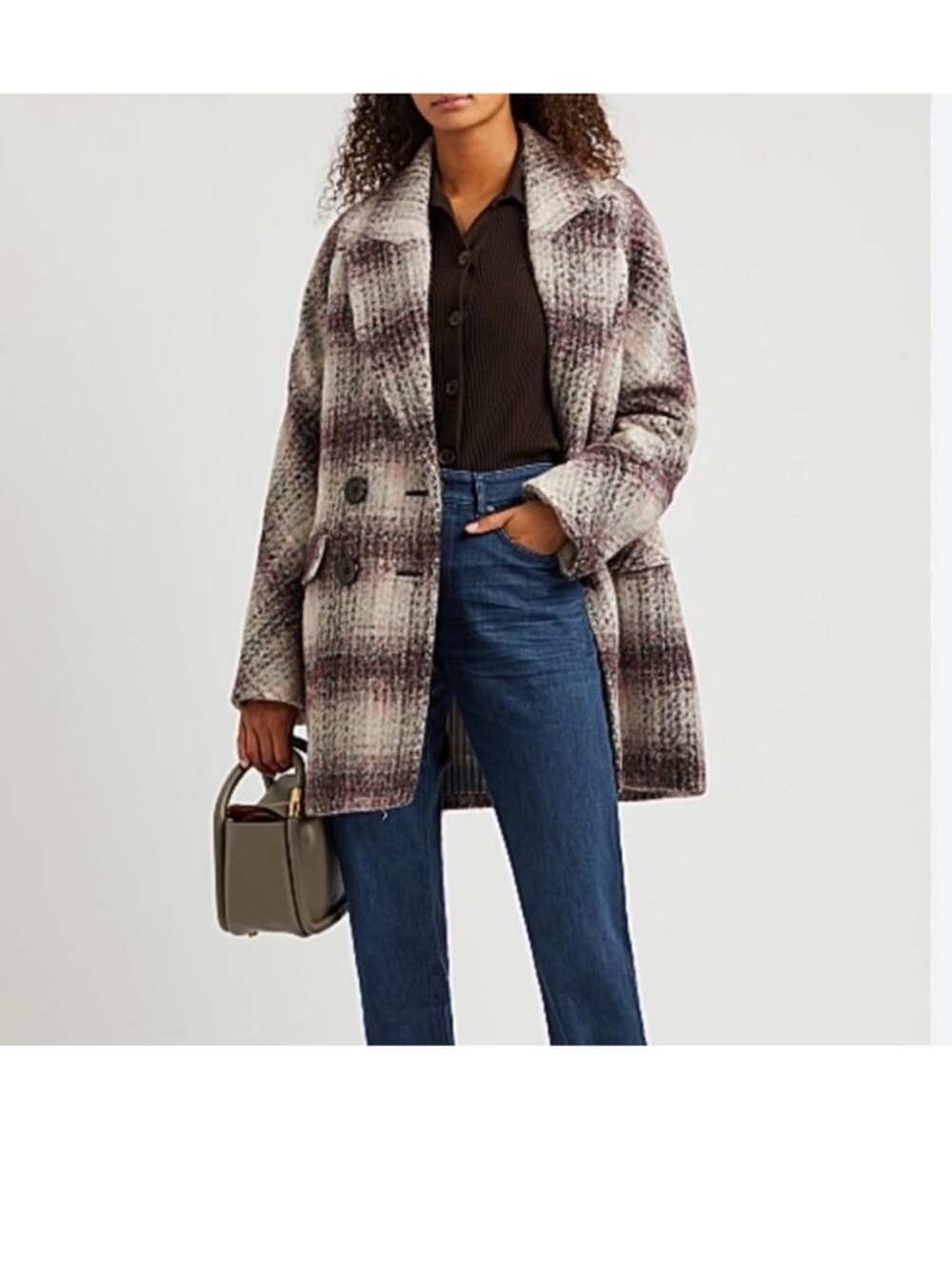 NWT Veronica Beard Double-Breasted Plaid Pea Coat
